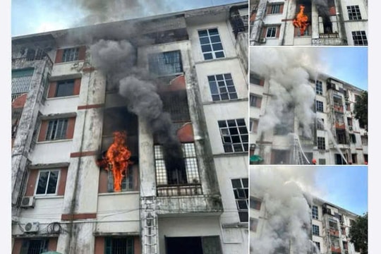 Cháy tại chung cư Nam Nguyễn Sĩ Sách - phường Trường Vinh