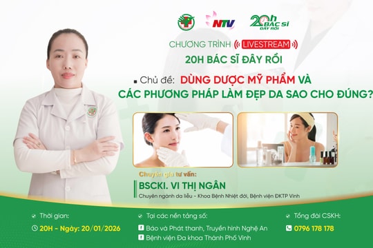 Đón xem livestream '20h Bác sĩ đây rồi' ngày 20/1: ‘Sử dụng dược mỹ phẩm và các phương pháp làm đẹp da sao cho hiệu quả?'