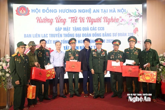 Hội đồng hương Nghệ An tại Hà Nội gặp mặt, tặng quà Tết Cựu chiến binh Đại đoàn Đồng Bằng Sư đoàn 320
