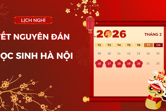 Lịch nghỉ Tết Nguyên đán 2026 của học sinh Hà Nội