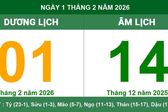 Xem lịch Âm Dương ngày 1/2/2026: Ngày Bính Ngọ và những lưu ý trong ngày Nguyệt Kỵ