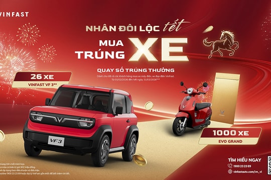 VinFast tặng 26 ô tô VF 3 và 1.000 xe máy điện cho khách hàng dịp Tết 2026