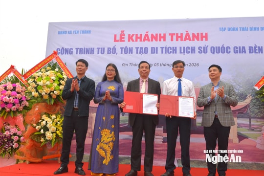 Khánh thành công trình tu bổ, tôn tạo Di tích lịch sử Quốc gia Đền Cả, xã Yên Thành