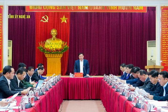 Ban Thường vụ Tỉnh ủy Nghệ An yêu cầu sắp xếp số lượng lãnh đạo cấp phó phù hợp, đến hết năm 2030 bảo đảm đúng quy định