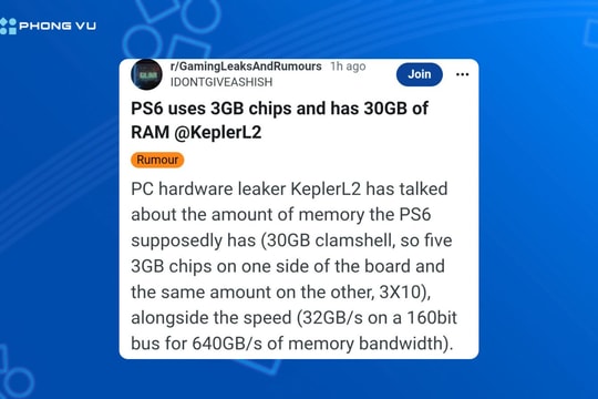Sony PlayStation 6 rò rỉ cấu hình: RAM 30GB GDDR7 và vi xử lý Zen 6 mạnh mẽ