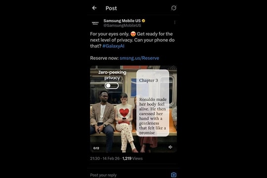 Samsung Galaxy S26 sở hữu công nghệ màn hình bảo mật ngăn chặn nhìn trộm