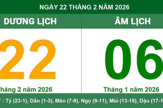 Lịch Âm Dương ngày 22/2/2026: Xem giờ hoàng đạo và hướng xuất hành cát tường