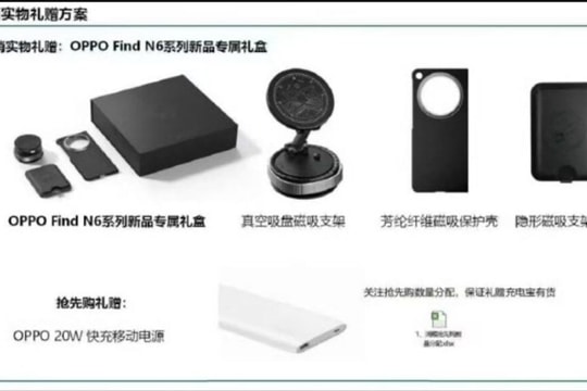 OPPO Find N6 rò rỉ bộ phụ kiện từ tính độc đáo và cấu hình mạnh với chip Snapdragon 8 Elite