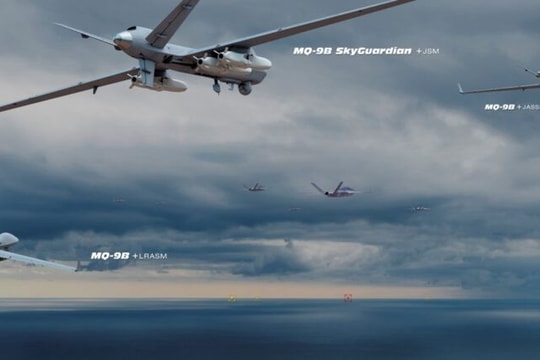Drone MQ-9B SkyGuardian được tích hợp tên lửa tầm xa JASSM và LRASM