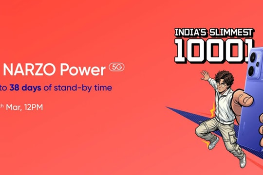 realme Narzo Power 5G xác nhận ra mắt ngày 5/3 với viên pin khủng 10,001mAh