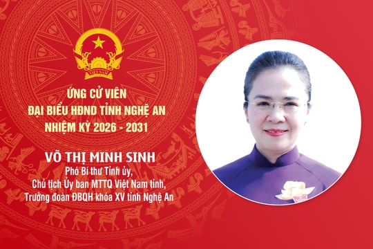 Tiểu sử đồng chí Võ Thị Minh Sinh - ứng cử viên đại biểu HĐND tỉnh Nghệ An nhiệm kỳ 2026 - 2031