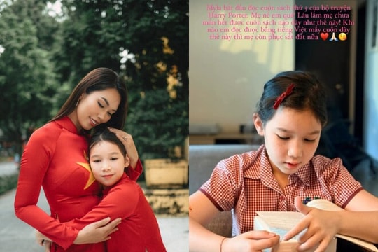 Siêu mẫu Hà Anh tự hào về thói quen đọc sách và khả năng tiếng Việt của con gái Myla