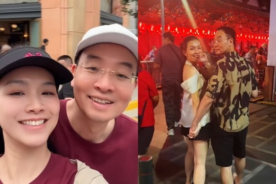 Hoa hậu Thùy Lâm cùng chồng Tiến sĩ du lịch Singapore: Sắc vóc hai con gây chú ý