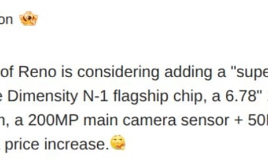Lộ diện cấu hình OPPO Reno16 Pro Max: Chip Dimensity flagship và camera độ phân giải 200MP
