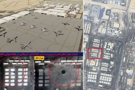 Hình ảnh vệ tinh vụ tên lửa Khorramshahr-4 của Iran tấn công căn cứ Al-Dhafra tại UAE