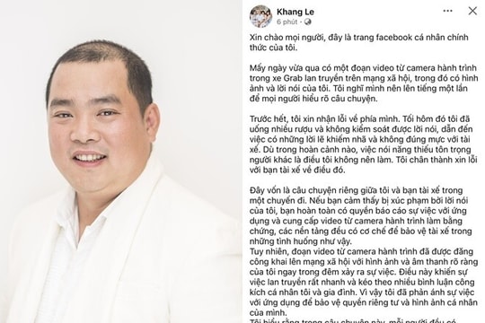 Nhạc sĩ Minh Khang xin lỗi tài xế công nghệ sau sự cố trong clip viral