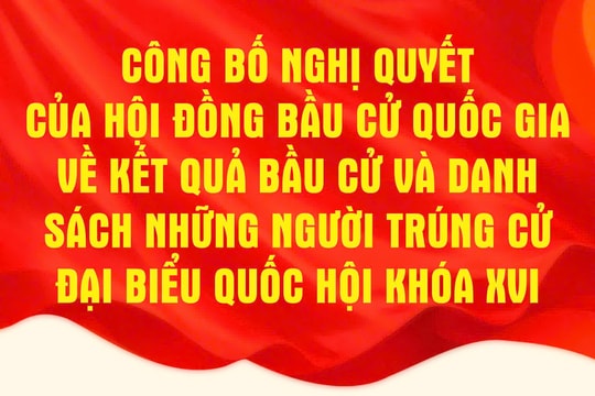Công bố Nghị quyết của Hội đồng Bầu cử quốc gia về kết quả bầu cử và danh sách những người trúng cử đại biểu Quốc hội khóa XVI