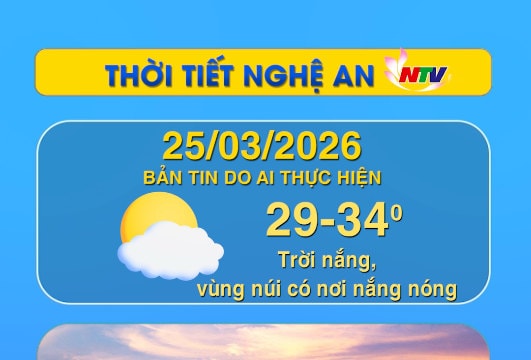 Thời tiết Nghệ An hôm nay 25/03/2026