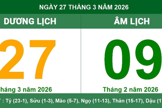 Lịch âm dương ngày 27/03/2026: Thông tin giờ Hoàng đạo và lưu ý ngày Sát Chủ