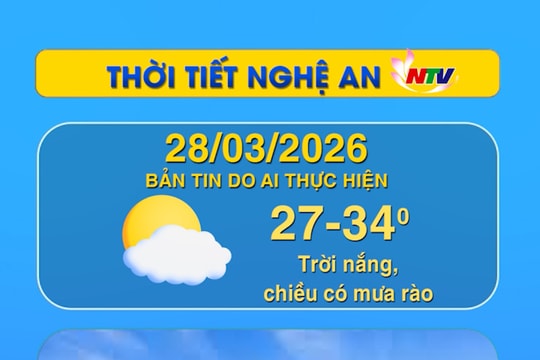 Thời tiết Nghệ An hôm nay 28/03/2026