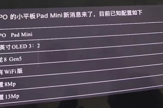 OPPO Pad Mini lộ diện: Chip Snapdragon 8 Gen 5, pin 8.000 mAh thách thức iPad Mini 7