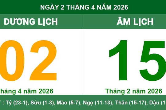 Lịch Âm Dương ngày 02/04/2026: Xem giờ Hoàng Đạo và hướng xuất hành tốt