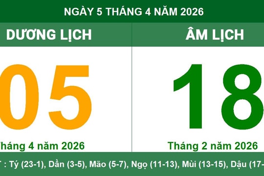 Lịch Âm Dương ngày 5/4/2026: Ngày Tốc Hỷ thuận lợi cho mưu sự vào buổi sáng