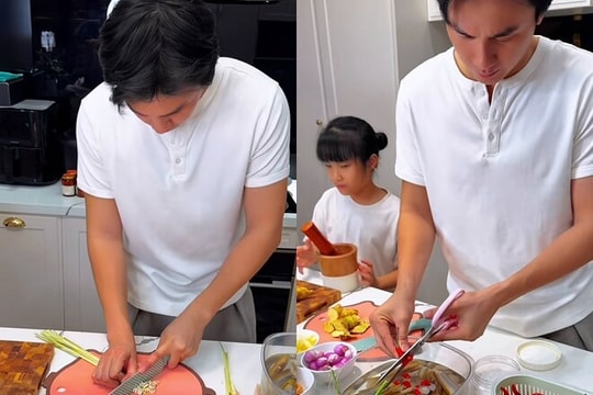 Con gái Diệp Lâm Anh gây chú ý khi vào bếp cùng Phạm Kiên