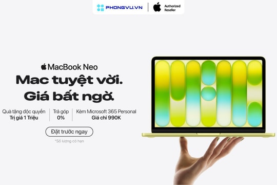 Đặt trước MacBook Neo tại Phong Vũ: Nhận bộ quà tặng và ưu đãi trả góp 3 không