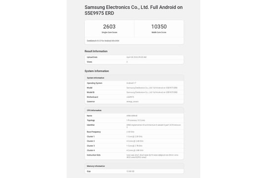 Exynos 2700 lộ diện trên Geekbench: Cấu trúc 10 nhân mới và hiệu năng đa nhân ấn tượng