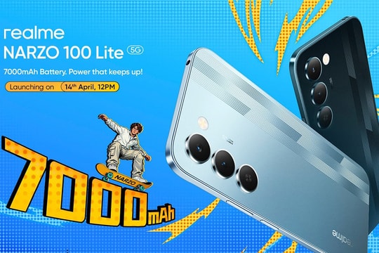 realme Narzo 100 Lite 5G chốt ngày ra mắt với pin 7.000 mAh và màn hình 144Hz