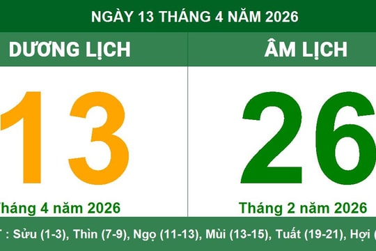 Lịch Âm Dương ngày 13/4/2026: Ngày Tiểu Cát thuận lợi cho khởi sự