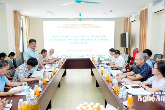 Đoàn chỉ đạo Trung ương làm việc với Ban Chỉ đạo Tổng điều tra kinh tế năm 2026 tỉnh Nghệ An
