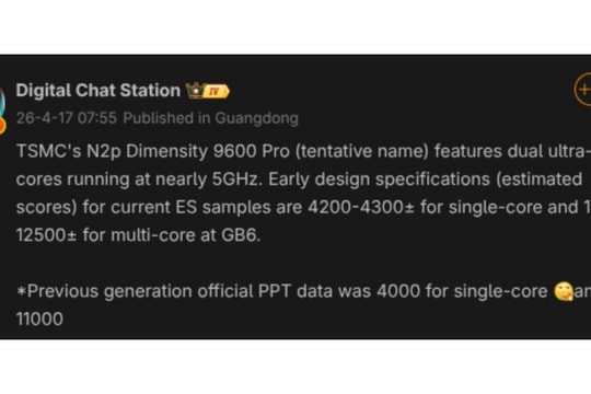 Giải mã kiến trúc Dimensity 9600 Pro: Hiệu năng đa nhân cán mốc 12,500 điểm nhờ siêu lõi kép