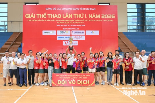 Bế mạc Giải thể thao Đảng bộ Các cơ quan Đảng tỉnh Nghệ An lần thứ nhất, năm 2026