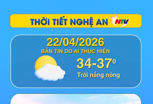 Thời tiết Nghệ An hôm nay 22/04/2026