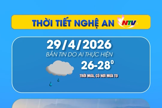 Thời tiết Nghệ An hôm nay 29/04/2026