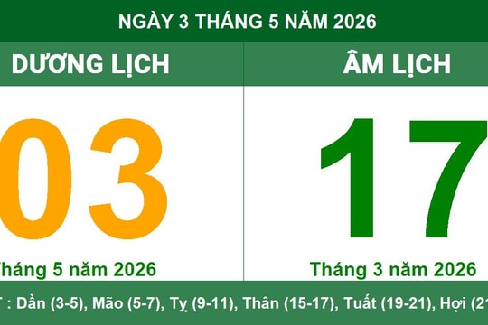 Lịch Âm Dương ngày 03/05/2026: Xem giờ hoàng đạo và lưu ý phong thủy