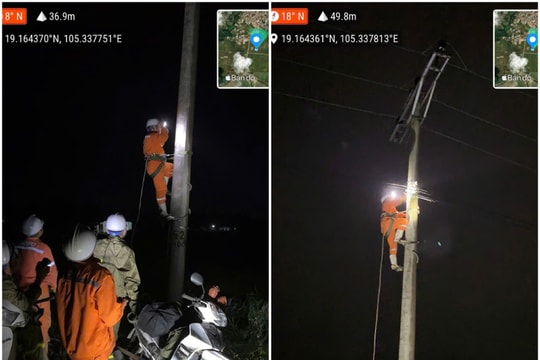 Điện lực Nghệ An xuyên đêm khắc phục sự cố do mưa đá, lốc xoáy, nhanh chóng cấp điện trở lại cho người dân