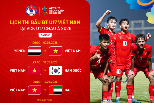 Lịch thi đấu bóng đá U17 Việt Nam tại VCK U17 châu Á 2026 mới nhất