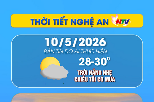 Thời tiết Nghệ An hôm nay 10/05/2026