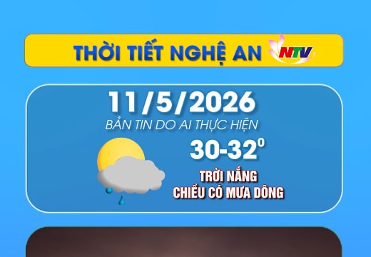Thời tiết Nghệ An hôm nay 11/05/2026