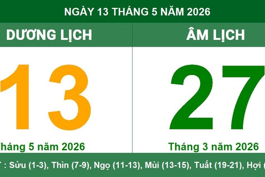 Lịch Âm Dương ngày 13/05/2026: Ngày Tiểu Cát mang lại vận may và khởi sự hanh thông