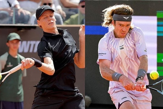 Jannik Sinner tiến sát ngôi vương Rome Masters sau màn vùi dập Andrey Rublev