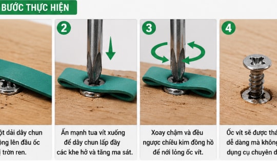 Mẹo tháo vít bị trờn ren cực nhanh bằng dây chun không cần dụng cụ chuyên dụng