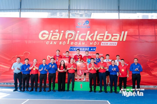 Bế mạc, trao giải Pickleball cán bộ Đoàn, Hội tỉnh Nghệ An năm 2026