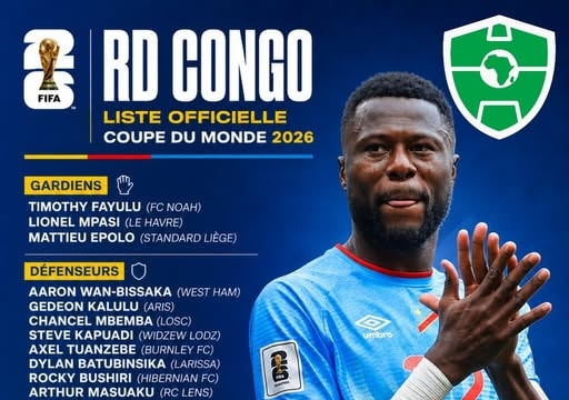 Danh sách cầu thủ dự World Cup 2026 của đội tuyển CHDC Congo