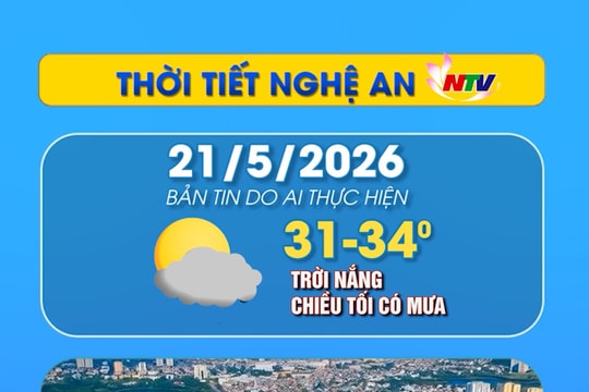 Thời tiết Nghệ An hôm nay 21/05/2026