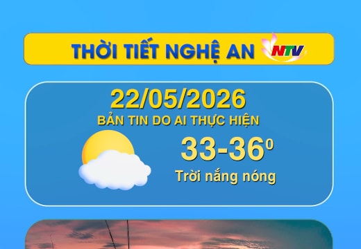 Thời tiết Nghệ An hôm nay 22/5/2026