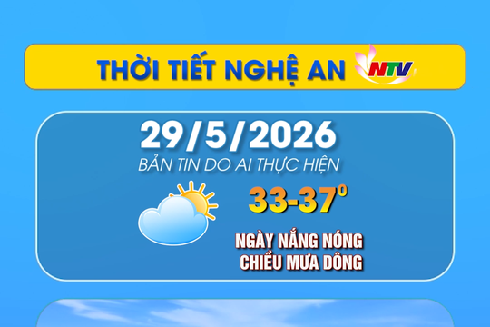 Thời tiết Nghệ An hôm nay - 29/05/2026